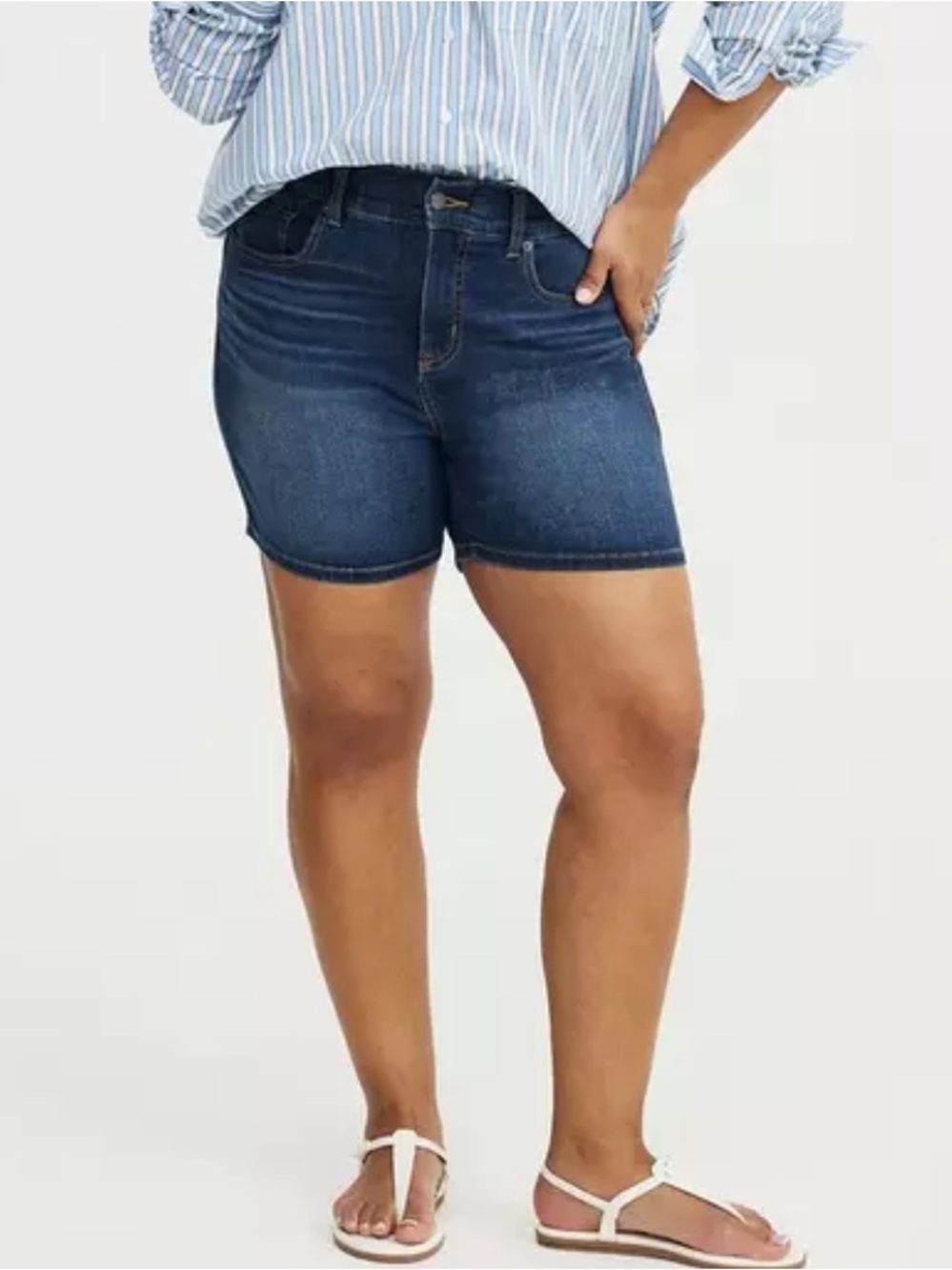 torrid Dark Blue Denim Stretch Jean Shorts